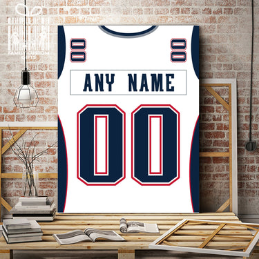 New England Jersey Custom Canvas Print Wall Art for Boy Girl Men Women Football Personalized Canvas Art